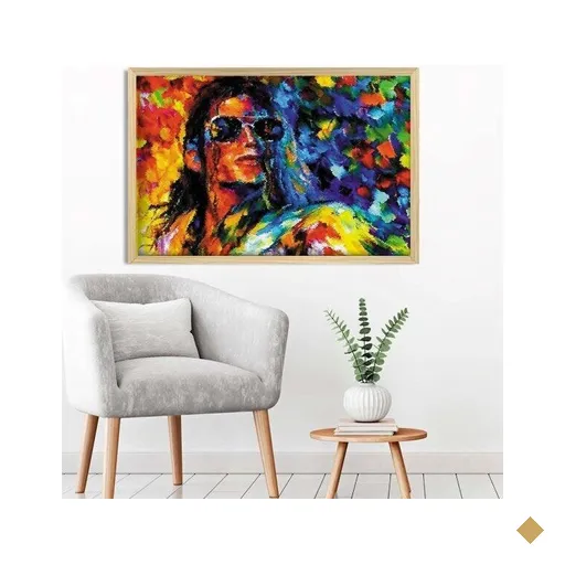 Quadro com Moldura Michael Jackson MADEIRA CLARA - Médio