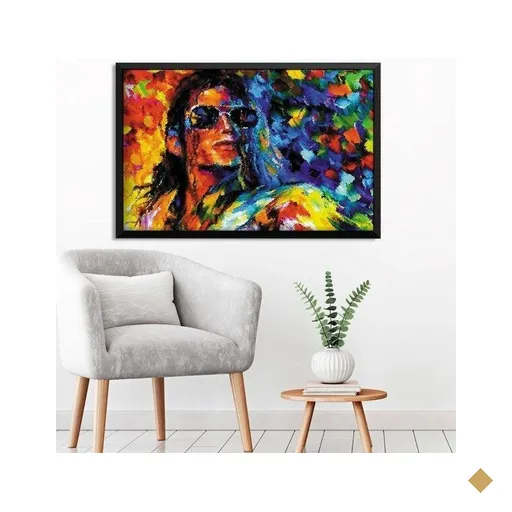 Quadro com Moldura Michael Jackson Preto - Médio