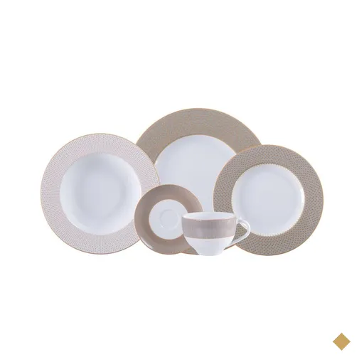 Aparelho de Jantar Tramontina Aurum em Porcelana Decorada 30 Peças
