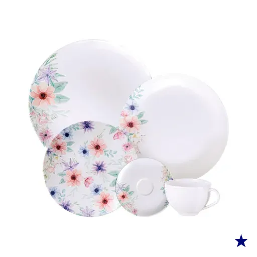 Aparelho de Jantar Tramontina Floratta em Porcelana Decorada 30 Peças