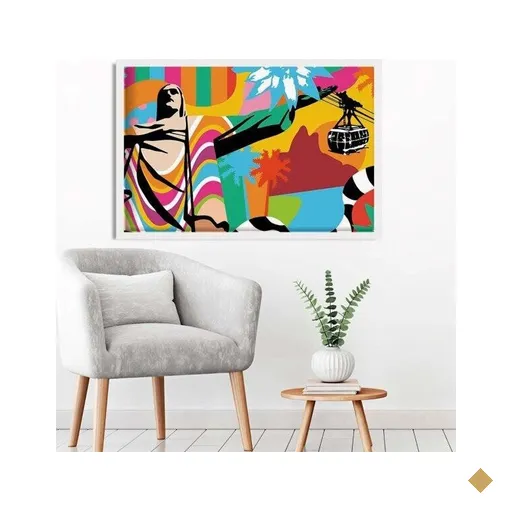 Quadro com Moldura Rio de Janeiro Branco - Grande