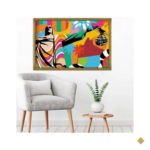 Quadro com Moldura Rio de Janeiro Dourado - Grande