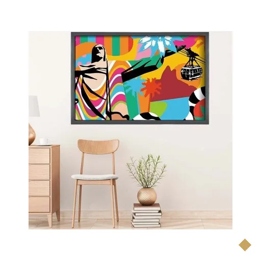 Quadro com Moldura Rio de Janeiro GRAFITTI METALIZADO - Grande