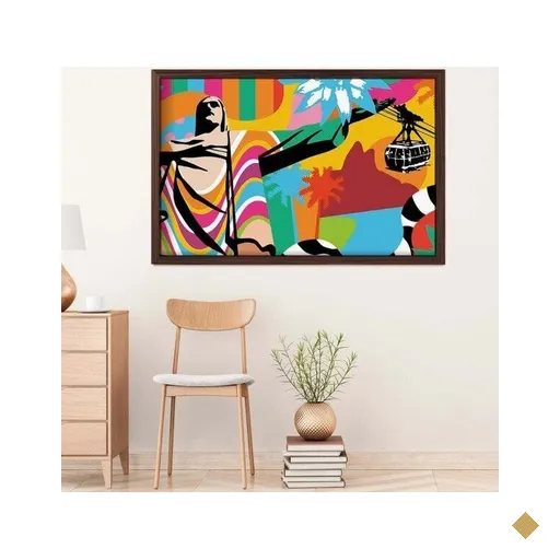 Quadro com Moldura Rio de Janeiro MADEIRA ESCURA - Médio