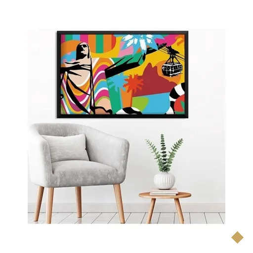 Quadro com Moldura Rio de Janeiro Preto - Médio