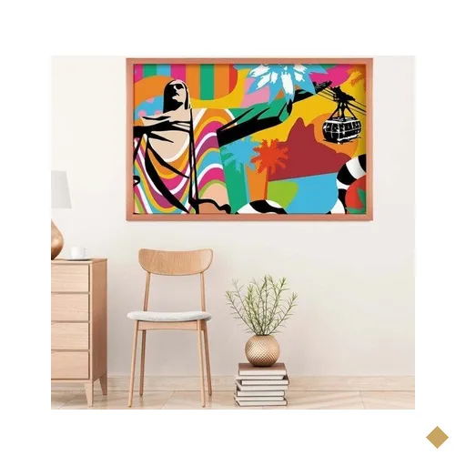 Quadro com Moldura Rio de Janeiro ROSE METALIZADO - Médio
