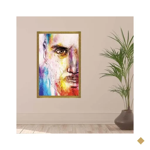 Quadro com Moldura Men Face Dourado - Grande