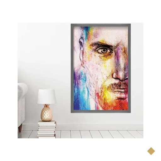 Quadro com Moldura Men Face GRAFITTI METALIZADO - Médio