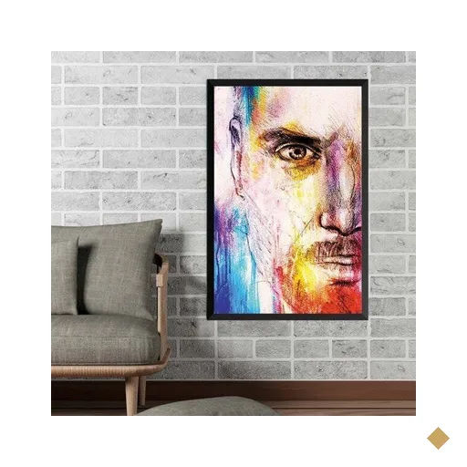 Quadro com Moldura Men Face Preto - Médio