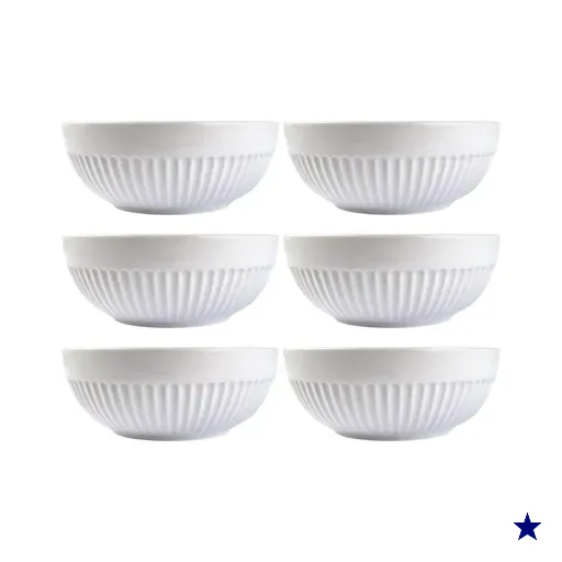 Conjunto 6 Tigelas Brancas 630ml Média Caneladas Assar Servir Germer Molhos…