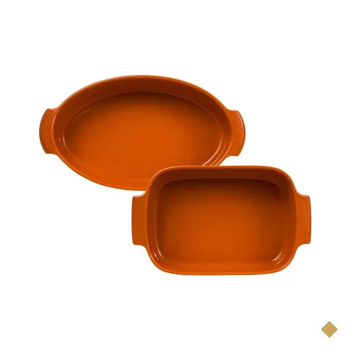 Jogo 2 Travessas Assadeiras Médias Porcelana Laranja Retangular e Oval Forma…
