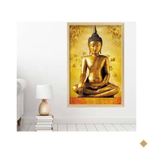 Quadro com Moldura Golden Buddha MADEIRA CLARA - Médio