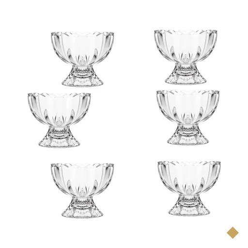 Jogo 6 Tacas para sobremesa formato tulipa aberta.