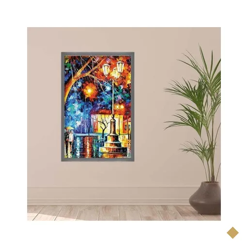 Quadro com Moldura Noite na Praça GRAFITTI METALIZADO - Grande