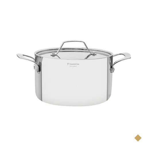 Caçarola Funda Tramontina Luna em Aço Inox 24 cm 5,8L Fundo Triplo…