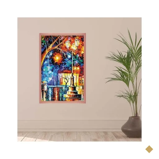 Quadro com Moldura Noite na Praça ROSE METALIZADO - Médio