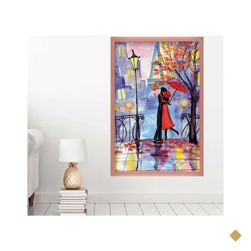 Quadro com Moldura Ville D'amour ROSE METALIZADO - Grande