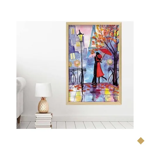Quadro com Moldura Ville D'amour MADEIRA CLARA - Médio