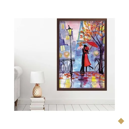 Quadro com Moldura Ville D'amour MADEIRA ESCURA - Médio