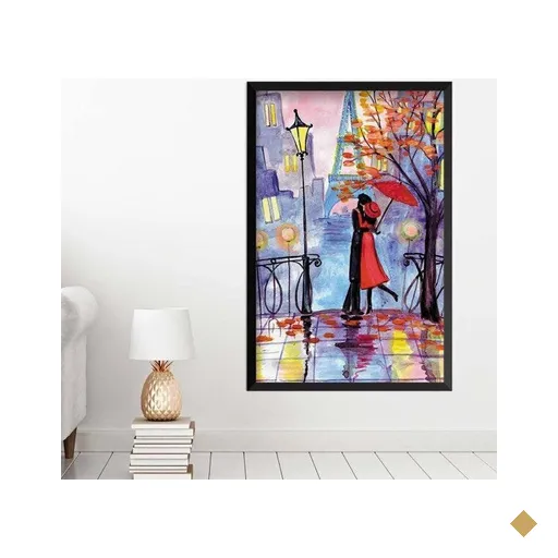 Quadro com Moldura Ville D'amour Preto - Médio