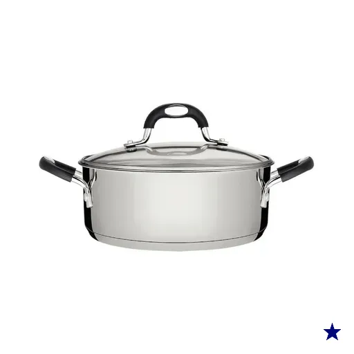 Caçarola Tramontina Astro Rasa Aço Inox Tampa de Vidro 16 cm 1,4 Litros