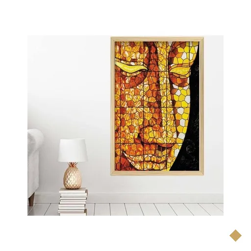 Quadro com Moldura Buddha em Mosaico MADEIRA CLARA - Grande