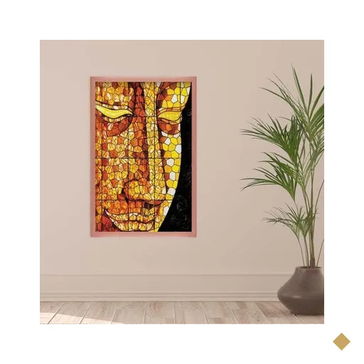 Quadro com Moldura Buddha em Mosaico ROSE METALIZADO - Grande