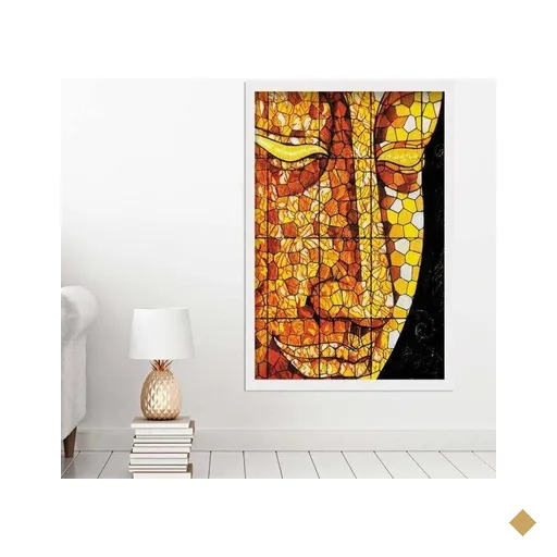 Quadro com Moldura Buddha em Mosaico Branco - Médio
