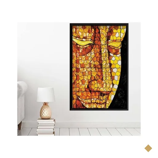 Quadro com Moldura Buddha em Mosaico Preto - Médio