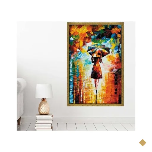 Quadro com Moldura Alone at Night Dourado - Grande