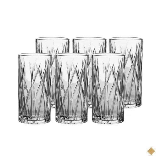 Jogo com 6 Copos Altos em Cristal Texturizado 390ml Linha Forest L'Hermitage