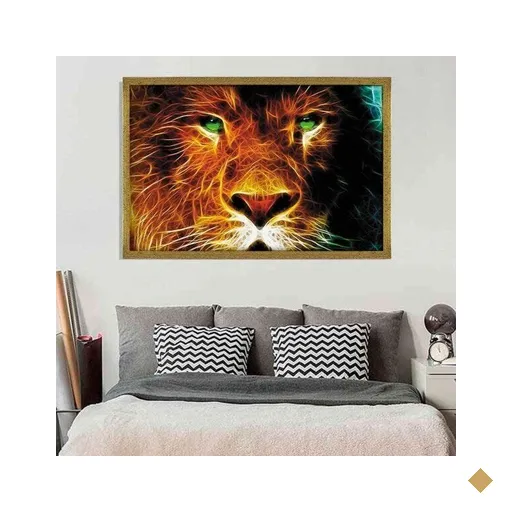 Quadro com Moldura Leão Dourado - Grande