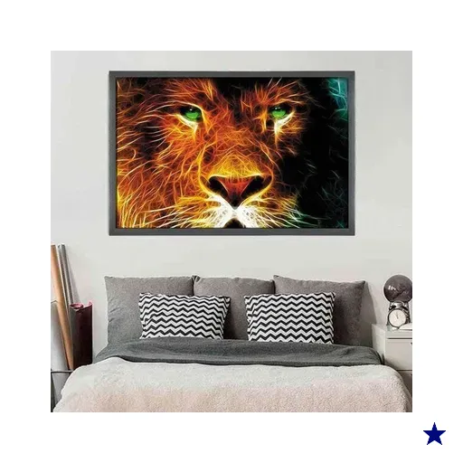 Quadro com Moldura Leão GRAFITTI METALIZADO - Grande