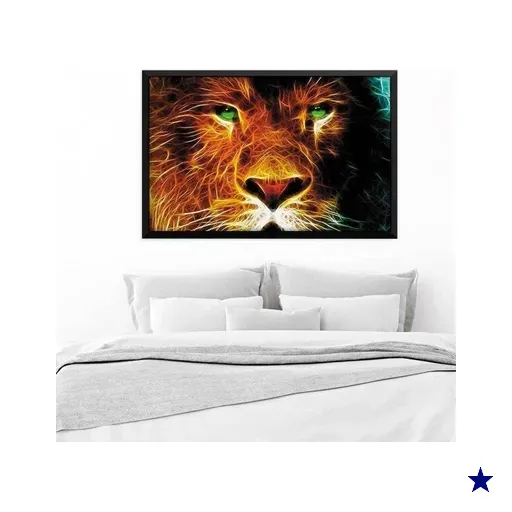 Quadro com Moldura Leão Preto - Grande