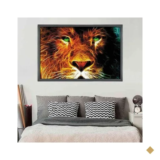 Quadro com Moldura Leão GRAFITTI METALIZADO - Médio