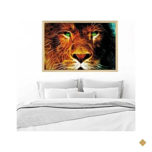 Quadro com Moldura Leão MADEIRA CLARA - Médio