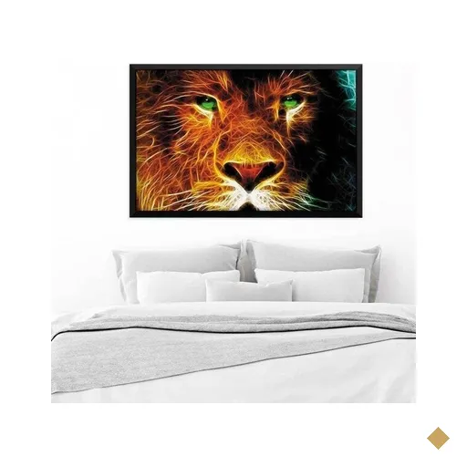 Quadro com Moldura Leão Preto - Médio