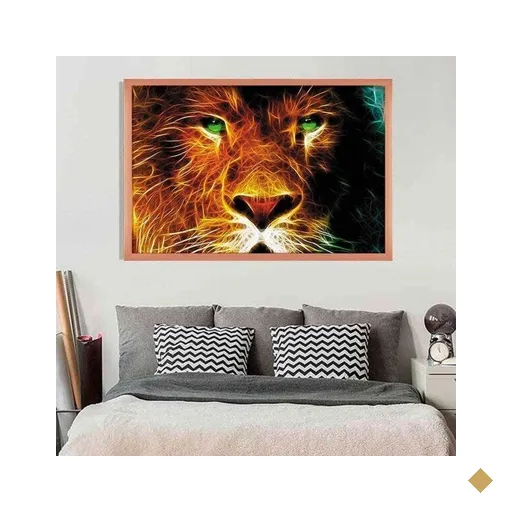Quadro com Moldura Leão ROSE METALIZADO - Médio