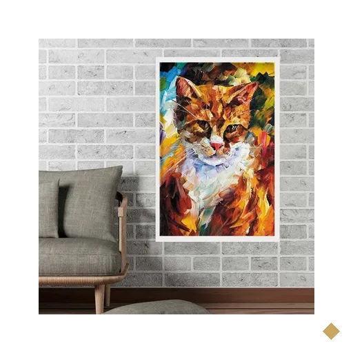 Quadro com Moldura Gato Branco - Grande