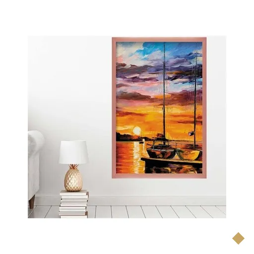 Quadro com Moldura Atracadouro ROSE METALIZADO - Grande