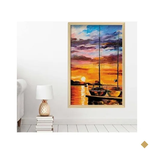 Quadro com Moldura Atracadouro MADEIRA CLARA - Médio