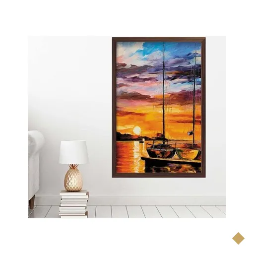Quadro com Moldura Atracadouro MADEIRA ESCURA - Médio