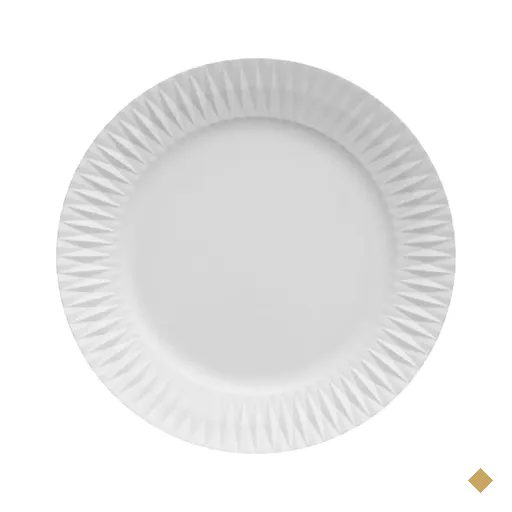 Prato p/ Sobremesa em Porcelana Diamante Germer 20,5cm Branco Mesa Posta
