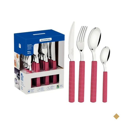 Faqueiro Tramontina Bliss 16 peças Viva Magenta em Aço Inox