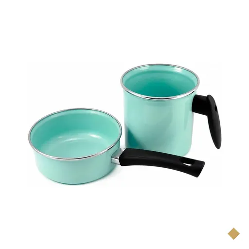 Conjunto Panela Papeiro e Leiteira Esmaltados Verde Água Agata Cabo Baquelite…