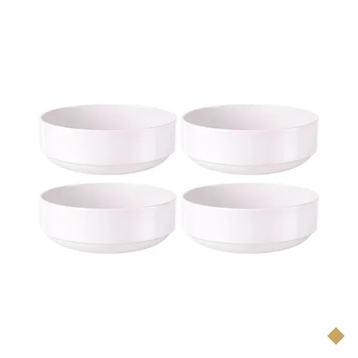 Jogo 4 Tigelas Porcelana Branca 20cm Empilhável Tramontina Paola Bowl Cumbuca