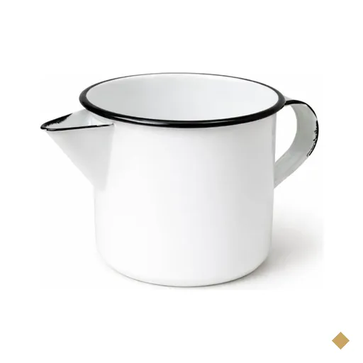 Caneca Esmaltada Branca Bico 1L Metallouça Preparo Aquecer e Servir Bebidas