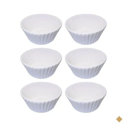 Kit 6 Ramekins Canelados 140ml Molheiras Porcelana Branca New Bone China Blanc…