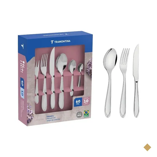 Faqueiro Tramontina Laguna Aço Inox com Facas para Churrasco 60 Peças