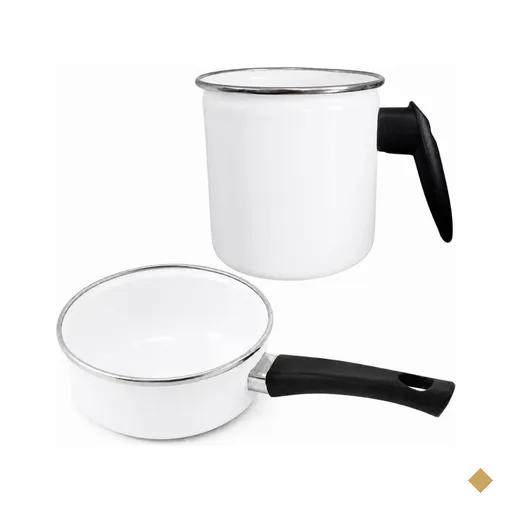 Jogo Panela Papeiro 800ml E Leiteira 1,25L Aço Esmaltado Bra